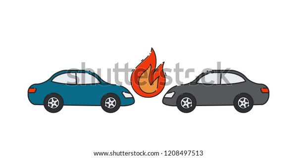 Automobile insurance. Vector illustration of crash.\
Insurance Fire