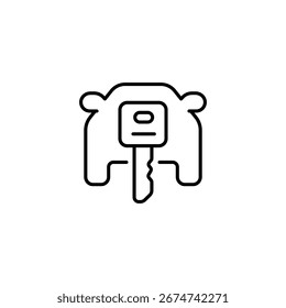 Automobile Key Unlocking Security Depicted With Car Silhouette Representation
