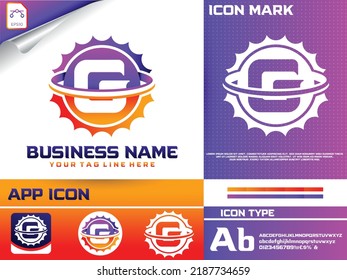 Automobile letter g logo design inside gear shape