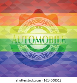 Automobile lgbt colors emblem. Vector Illustration. Mosaic.