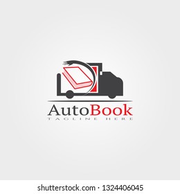 Automobile library icon template, creative vector logo design, studying, learning to read, illustration element.