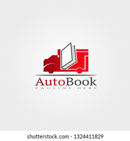 Automobile library icon template, creative vector logo design, studying, learning to read, illustration element.