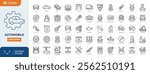 Automobile line editable icon set. Containing icons related to car, vehicle, auto, car part and more. Vector illustration
