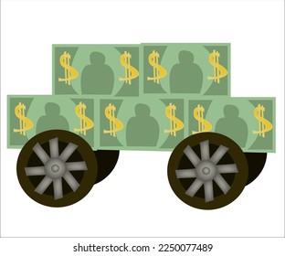 Un automóvil hecho con billetes en dólares. Esta ilustración se puede utilizar como un logotipo para el arrendamiento y los conceptos de venta al por menor automática. Vector, aislado.