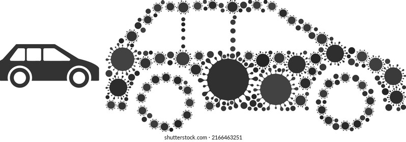 Automobile mosaic icon. Vector mosaic is constructed with random bacilla icons. Bacilla mosaic automobile icon. Automobile mosaic for isolation images.