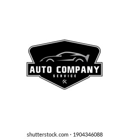 automobile service badge - logo design for racing club, repairing service, vehicle shop, showroom or corporate identity vector illustration template