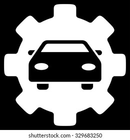 Automobile Service vector icon. Style is flat symbol, white color, rounded angles, black background.
