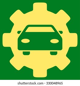 Automobile Service vector icon. Style is flat symbol, yellow color, rounded angles, green background.