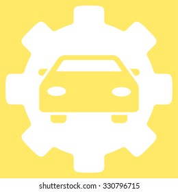 Automobile Service vector icon. Style is flat symbol, white color, rounded angles, yellow background.