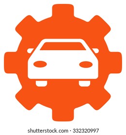 Automobile Service vector icon. Style is flat symbol, orange color, rounded angles, white background.