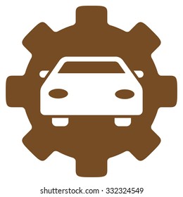 Automobile Service vector icon. Style is flat symbol, brown color, rounded angles, white background.