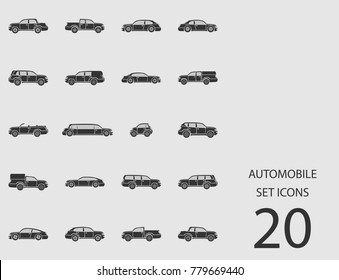 Automobile set of flat icons. Simple vector illustration