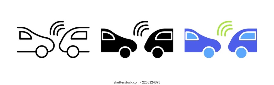Automobile set icon. Car, rise, insurance, accident, fire, parking, cliff, video recorder, Service station. Traffic rule concept. Vector icon in line, black and colorful style on white background svg