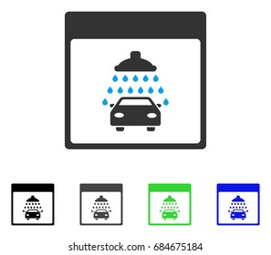 Automobile Shower Calendar Page flat vector illustration. Colored automobile shower calendar page gray, black, blue, green pictogram variants. Flat icon style for graphic design.
