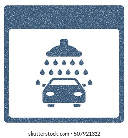 Automobile Shower Calendar Page grainy textured icon for overlay watermark stamps. Flat symbol with unclean texture. Dotted vector blue ink rubber seal stamp with grunge design on a white background.