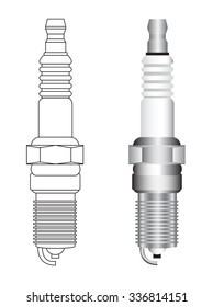 Automobile Spark Plug Vector Illustrations