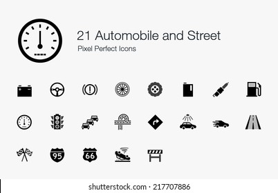 Automobile and Street Pixel Perfect Icons