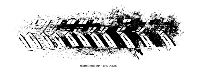 Automobile tire track vector illustration. Grunge automotive element useful for poster, print, flyer, book, booklet, brochure and leaflet design. Graphic image in black color on a white background