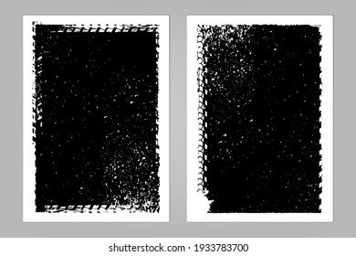 Automobile tire track vector illustration. Grunge automotive texture useful for poster, print, flyer, book, booklet, brochure and leaflet design. Graphic image in black color on a white background.
