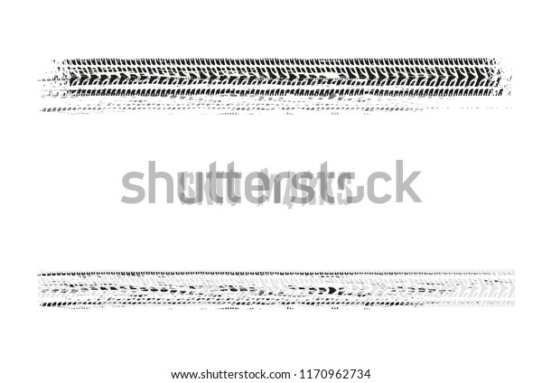 Automobile tire tracks vector illustration isolated\
on a white background.. Grunge element useful for poster, print,\
flyer, book, booklet, brochure and leaflet design. Editable  image\
in black color