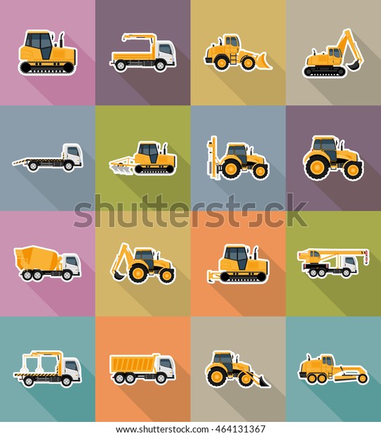 automobile transport\
for repair and construction flat icons vector illustration isolated\
on background