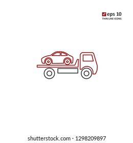 Automobile transporter - vector thin line icon on white background. Symbol for web, infographics, print design and mobile UX/UI kit. Vector illustration, EPS10.