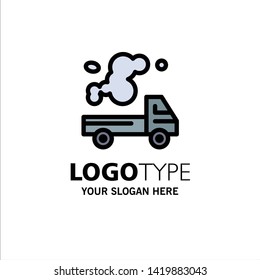 Automobile, Truck, Emission, Gas, Pollution Business Logo Template. Flat Color