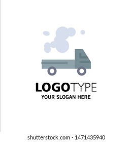 Automobile, Truck, Emission, Gas, Pollution Business Logo Template. Flat Color. Vector Icon Template background