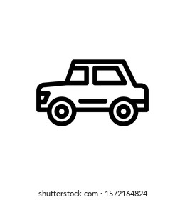 Automobile vector icon in line art style on white background, Vehicle sign for mobile concept and web design, Car glyph icon, Transportation symbol, logo illustration, Pixel perfect vector graphics