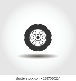 Automobile wheel. car tire isolated vector icon. car part design element