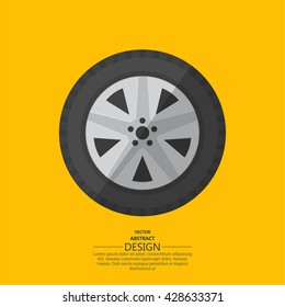 Automobile wheel in flat style. Vector illustration.