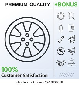 Elementos gráficos del icono de la rueda del automóvil para su trabajo