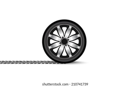 automobile wheel leaving a trace