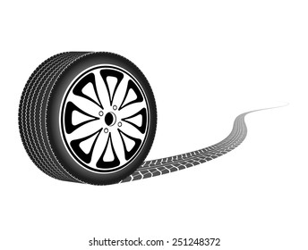 automobile wheel leaving a trace