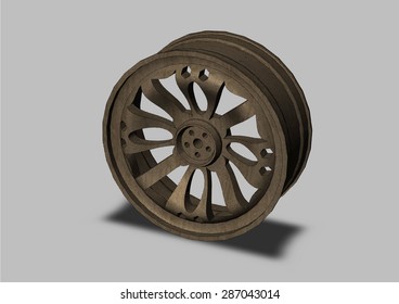 Automobile wheel on a gray background a close up