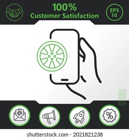 Automobile wheel in phone vector icon graphic elements for your work - Modern design