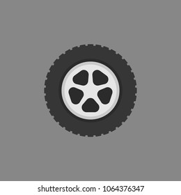 Automobile wheel vector flat concept icon or design element on gray background