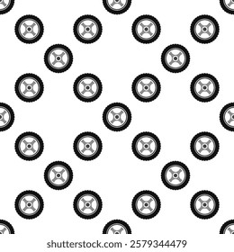 Automobile wheel vector seamless pattern. Tire with rim vector concept background