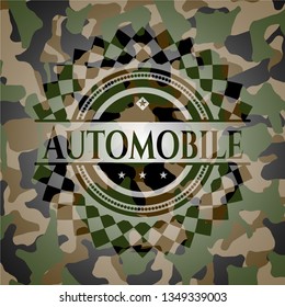 Automobile written on a camo texture