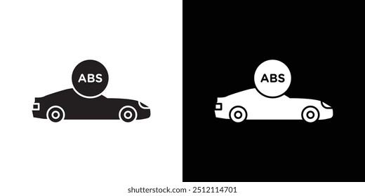 Automotive ABS icon Black line art vector logo set