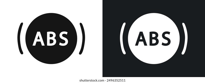 Icono de ABS automotriz gráfico lineal conjunto Vector en negro