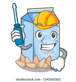 Automotive almond milk in the cartoon shape