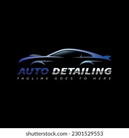 Automotive Auto Detailing Style Car Logo Design With Concept Sports Vehicle Icon, On Black background Vector illustration. Premium Concept Logo Design Template