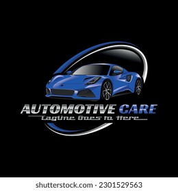 Automotive Auto Detailing Style Car Logo Design With Concept Sports Vehicle Icon, On Black background Vector illustration. Premium Concept Logo Design Template