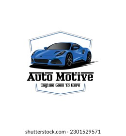 Automotive Auto Detailing Style Car Logo Design With Concept Sports Vehicle Icon, On Black background Vector illustration. Premium Concept Logo Design Template