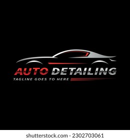 Automotive Auto Detailing Style Car Logo Design With Concept Sports Vehicle Icon, On Black background Vector illustration. Premium Concept Logo Design Template