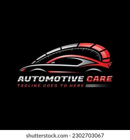 Automotive Auto Detailing Style Car Logo Design With Concept Sports Vehicle Icon, On Black background Vector illustration. Premium Concept Logo Design Template