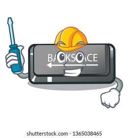 Automotive backspace button on a computer character