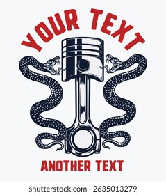Automotive Badge Double Snake Piston Illustration for Logo, T-shirt Design and Others
