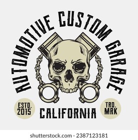 Pistolas de calavera de insignia automotriz Ilustración para logotipo, diseño de camisetas y otros